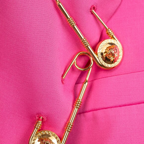 Versace SS20 Fuchsia Satin Safety Pin Detail Blazer - Picture 6 of 14